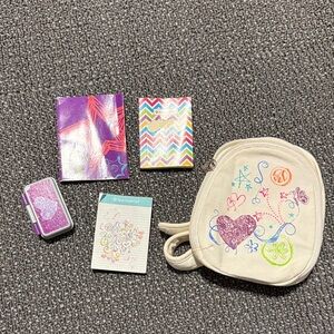 American Girl Cream Backpack with Colorful Accessories